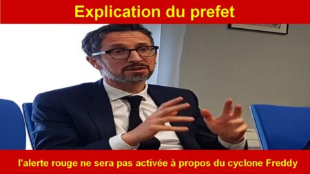 Explication du préfet sur la raison pour laquelle l'alerte rouge ne sera pas activée à propos du cyclone Freddy.