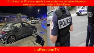 Un mineur de 16 ans en garde à vue après une tentative d'évasion suite à un contrôle routier à Saint-Denis